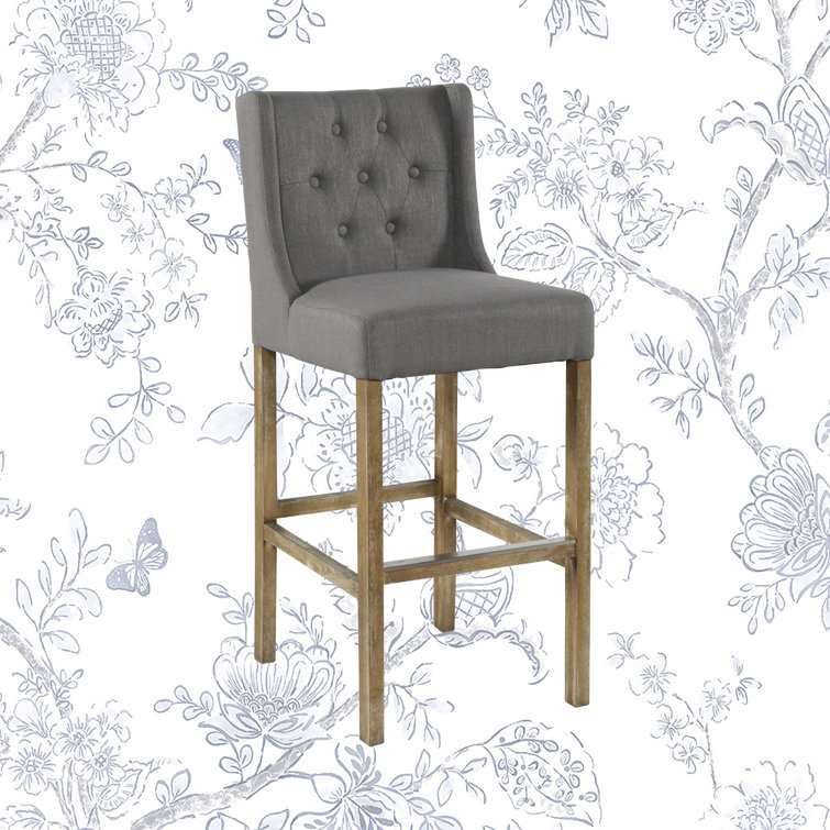 Transitional Avah Swivel Bar & Counter Stool in Brown Wood & Metal