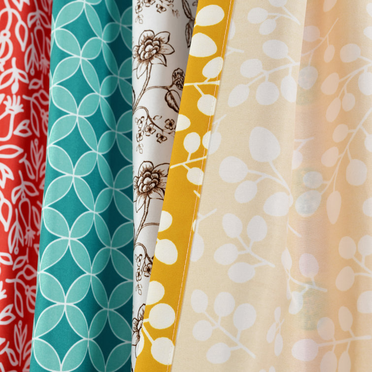 Boho Patch Navy and Orange Polyester Curtain Panels
