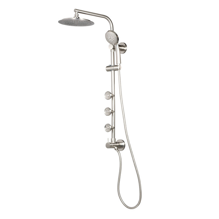 Brushed Nickel Multi-Function Shower System with Rain Showerhead