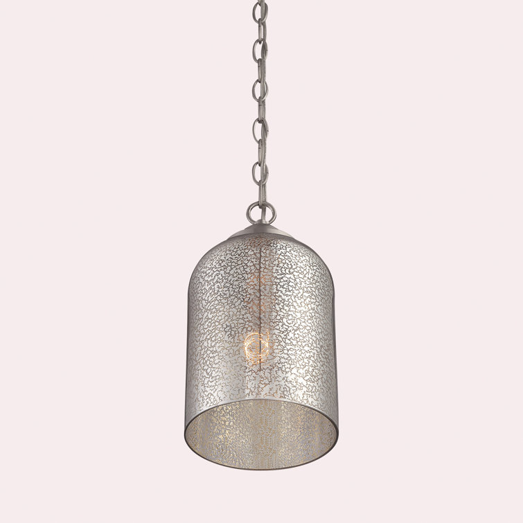 Bally Satin Nickel 1-Light Pendant with Mercury Glass Shade