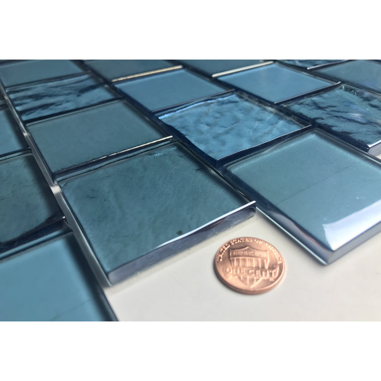 Landscape Blue Glossy Glass Mosaic Tile for Walls and Backsplashes