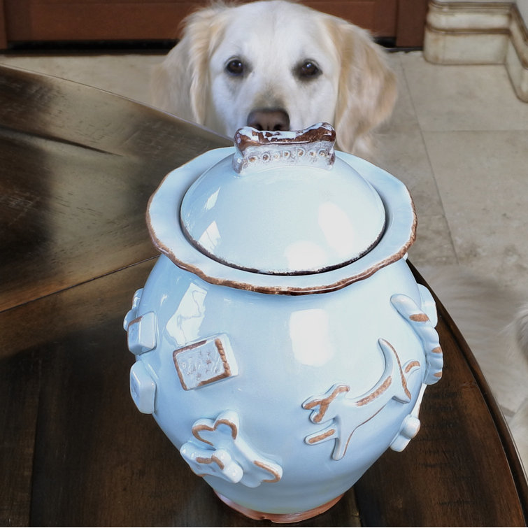 Baby Blue Ceramic Airtight Dog Treat Jar
