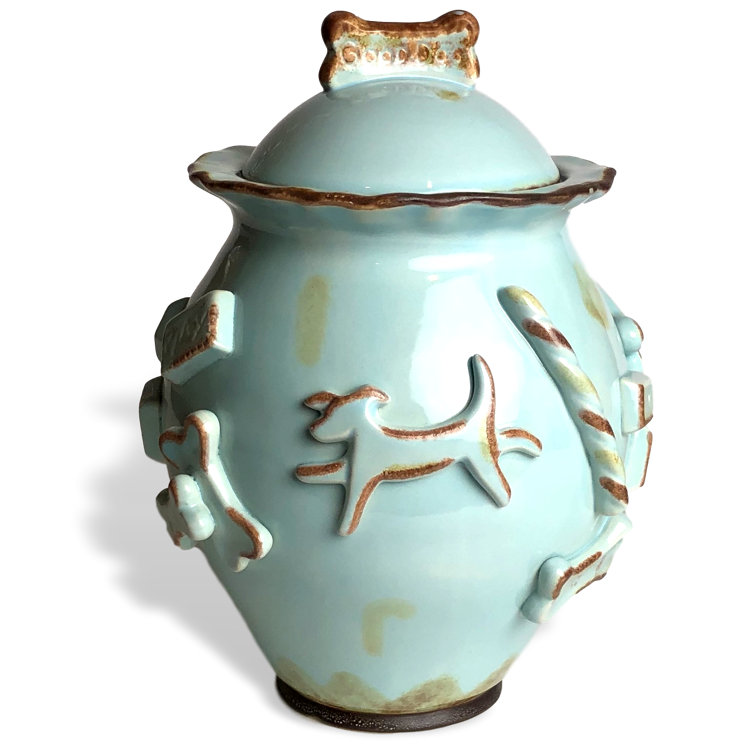 Baby Blue Ceramic Airtight Dog Treat Jar