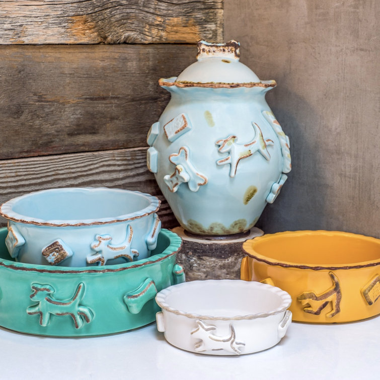 Baby Blue Ceramic Airtight Dog Treat Jar