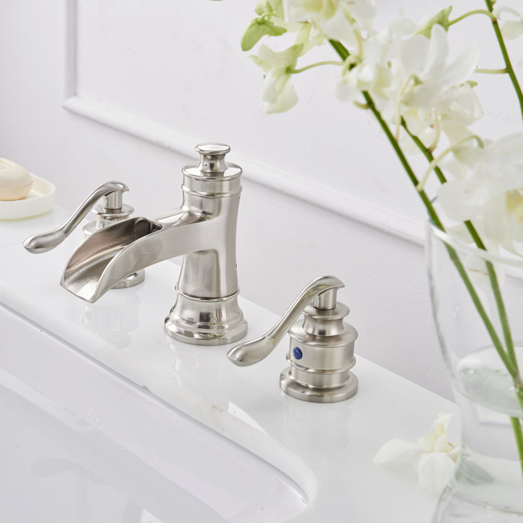 Brushed Nickel Waterfall Single-Handle Bathroom Faucet with Drain Assembly
