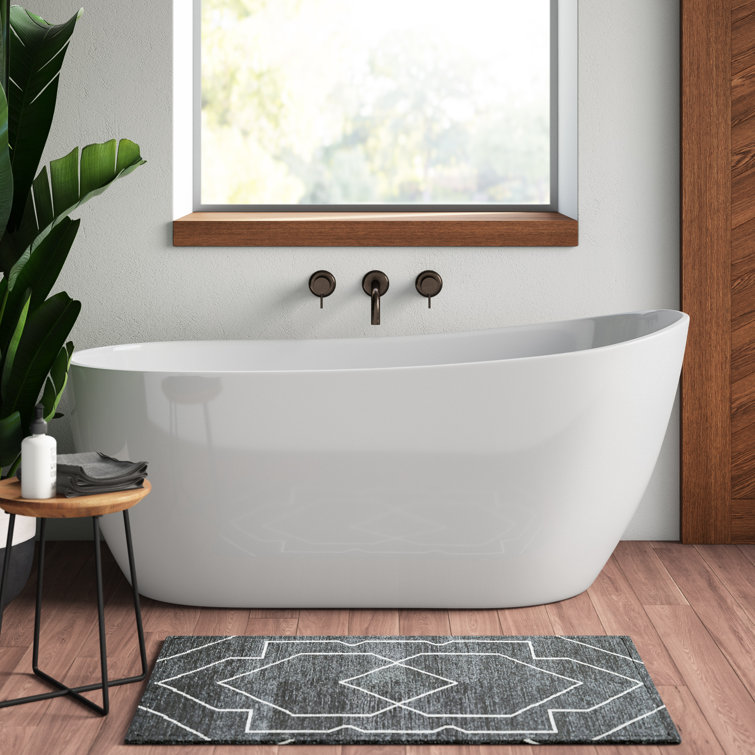 Amara 59" White Acrylic Freestanding Soaking Bathtub