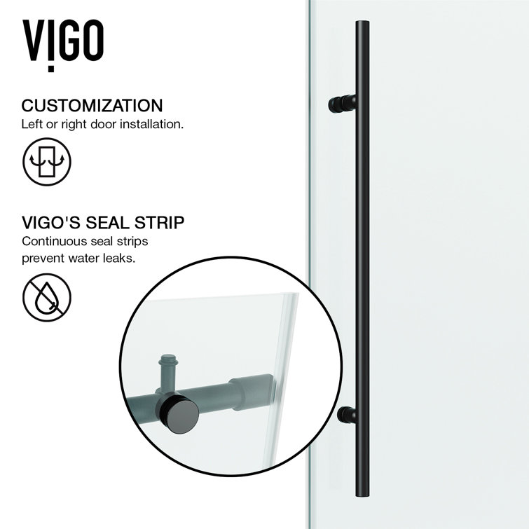 Elan E-Class 64" Matte Black Frameless Sliding Shower Door