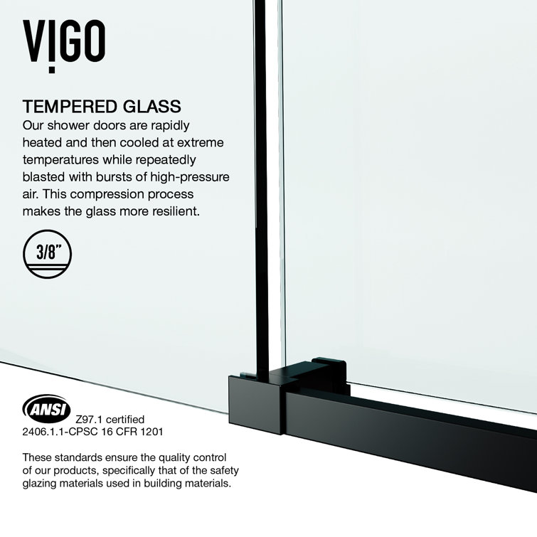 Elan E-Class 64" Matte Black Frameless Sliding Shower Door
