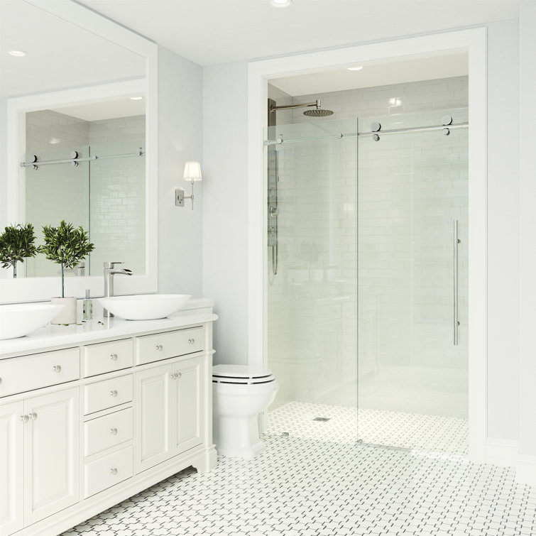 Elan Frameless Sliding Shower Door with Clear Glass and Chrome Finish