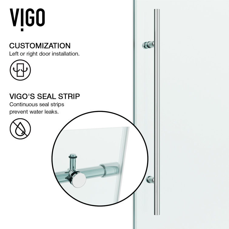 Elan E-Class Frameless Chrome Sliding Shower Door with Clear Glass