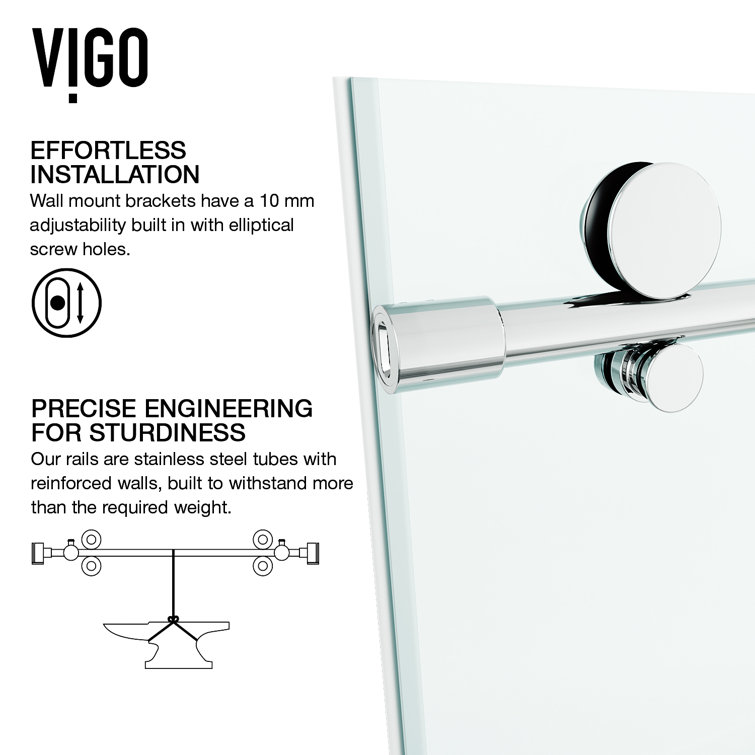 Elan E-Class Frameless Chrome Sliding Shower Door with Clear Glass