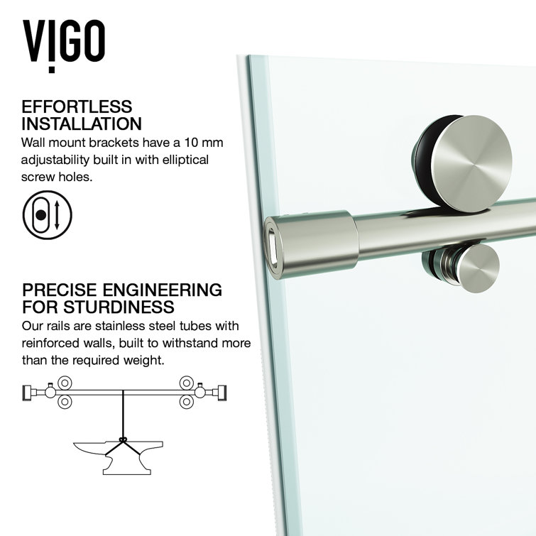 Elan E-Class Frameless Sliding Shower Door with Clear Glass