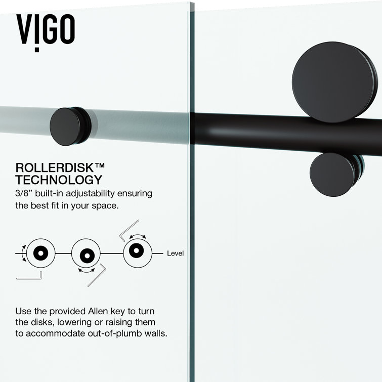 Elan E-Class 64" Matte Black Frameless Sliding Shower Door