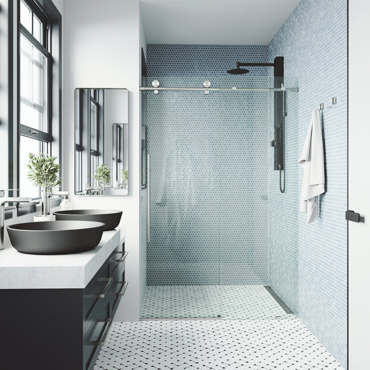 Elan E-Class Frameless Sliding Shower Door with Clear Glass
