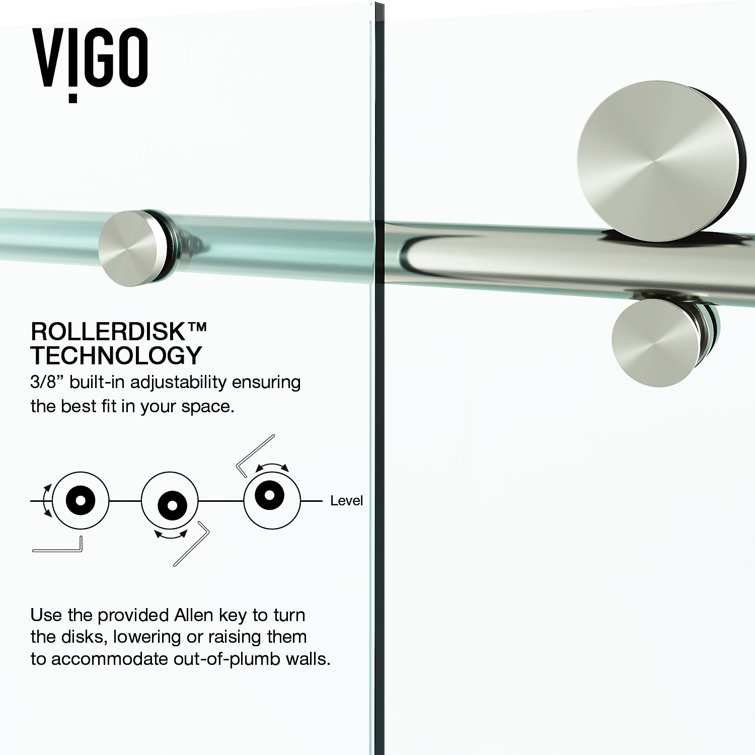 Elan E-Class Frameless Sliding Shower Door with Clear Glass