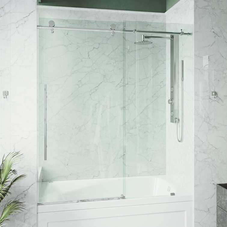 Elan E-Class Chrome Frameless Sliding Tub Door with Clear Glass