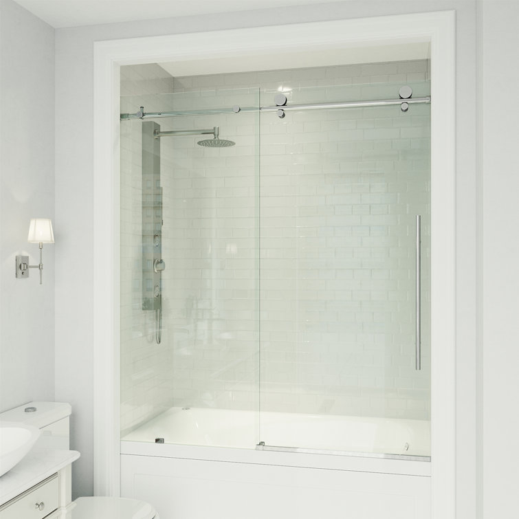 Elan E-Class Chrome Frameless Sliding Tub Door with Clear Glass