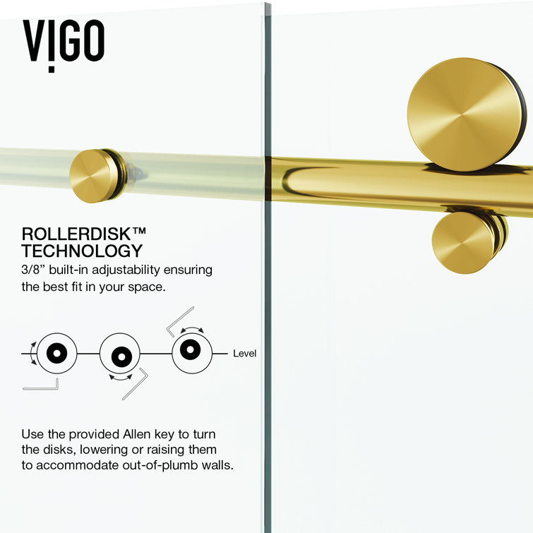 Elan E-Class 56-60" Frameless Sliding Shower Door in Matte Brushed Gold