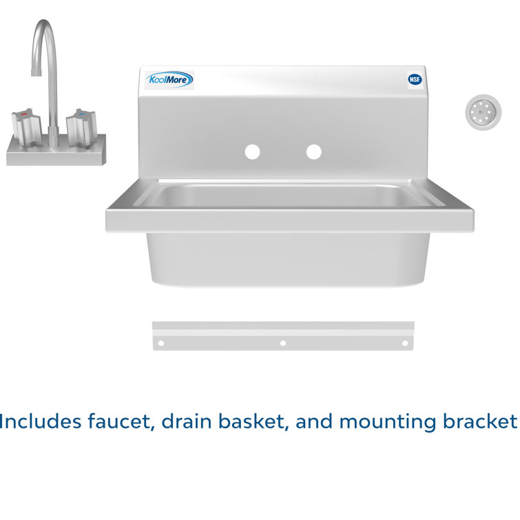 17'' Silver Stainless Steel Commercial Hand Sink with Gooseneck Faucet