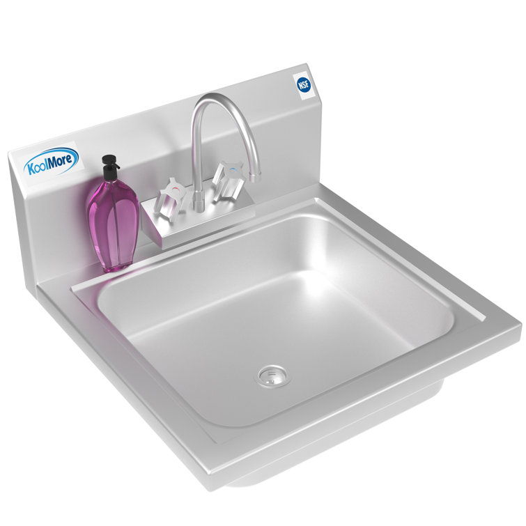 17'' Silver Stainless Steel Commercial Hand Sink with Gooseneck Faucet
