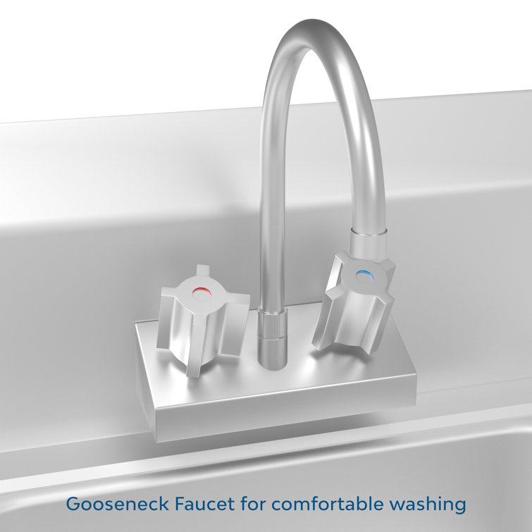 17'' Silver Stainless Steel Commercial Hand Sink with Gooseneck Faucet