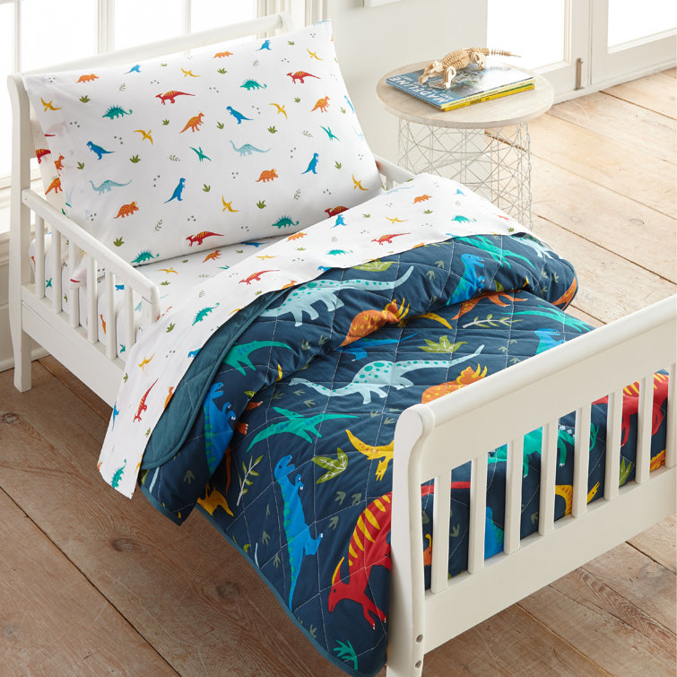 Organic Cotton Jurassic Dinosaurs 4-Piece Toddler Bed Set