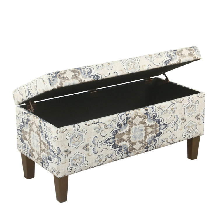 Modern Ebony and Cream 36" Upholstered Storage Bench