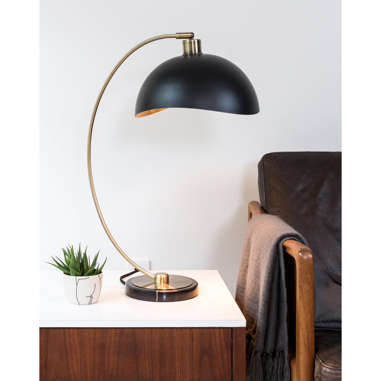 Luna Bella Mid-Century Modern Arc Table Lamp in Antique Nickel