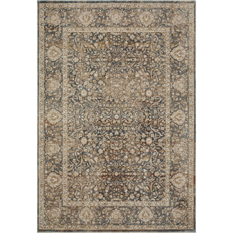 Lourdes Ivory and Charcoal Vintage-Inspired Viscose Rug