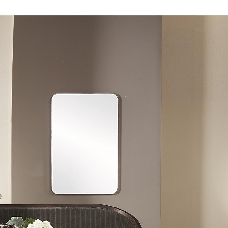 Elegant Rectangular Wood & Silver Wall Mirror with Nickel Frame