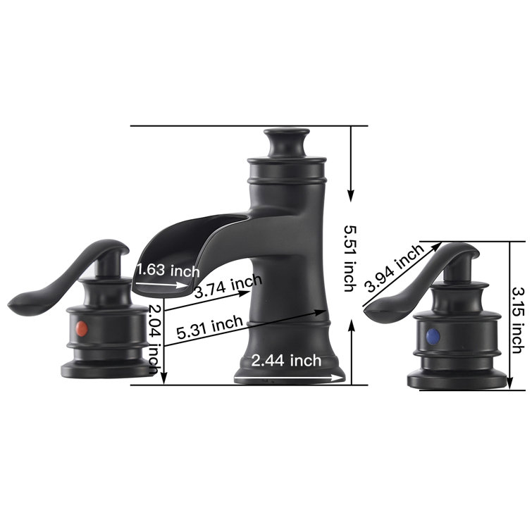 Matte Black Widespread 2-Handle Bathroom Faucet with Drain Assembly