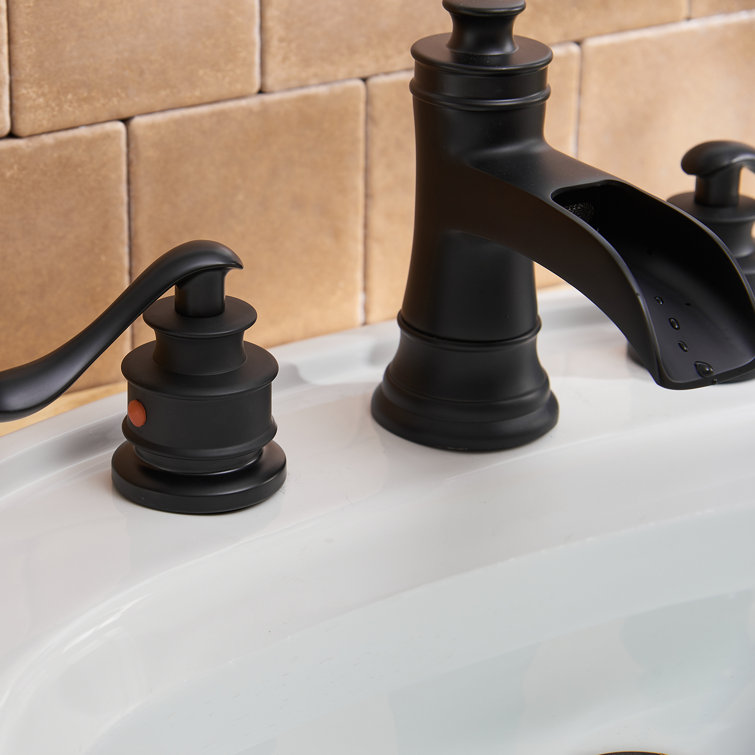 Matte Black Widespread 2-Handle Bathroom Faucet with Drain Assembly