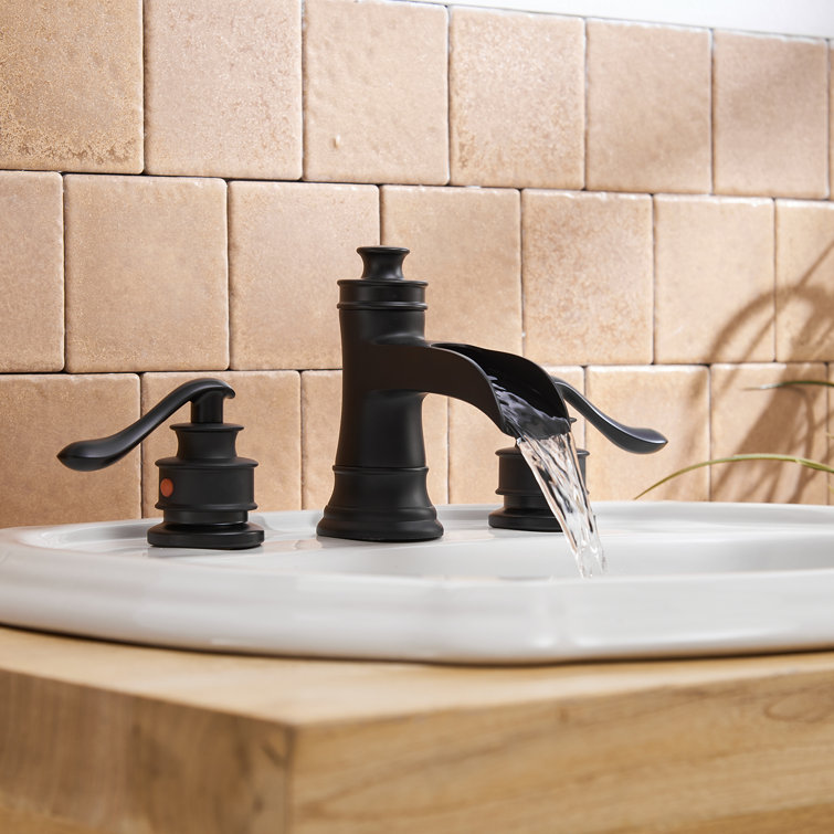Matte Black Widespread 2-Handle Bathroom Faucet with Drain Assembly