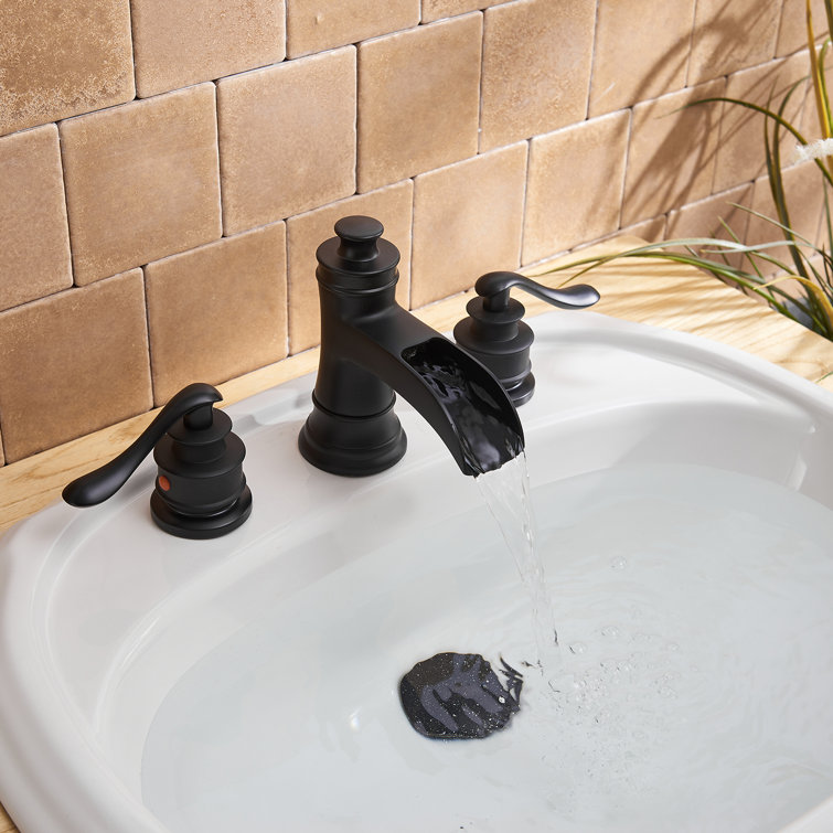 Matte Black Widespread 2-Handle Bathroom Faucet with Drain Assembly