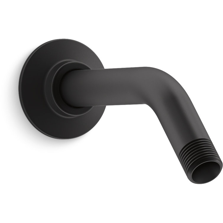 Matte Black Metal Wall-Mounted Shower Arm with Flange