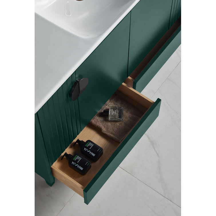 Venezian 48'' Green Single Bathroom Vanity with Black Handles