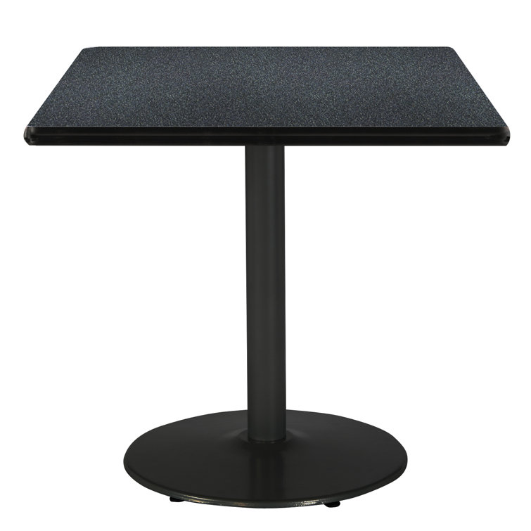 Designer White Square Pedestal Dining Table with Steel Base