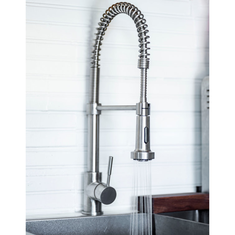 Brushed Nickel Pull-Out Spray Kitchen Faucet with 360-Degree Swivel