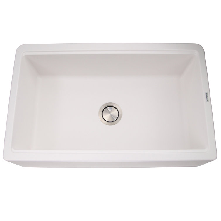 Plymouth White Granite Farmhouse Single Bowl Kitchen Sink