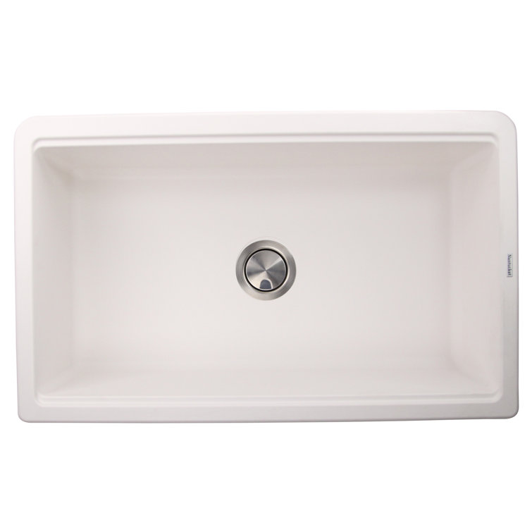 Plymouth White Granite Farmhouse Single Bowl Kitchen Sink