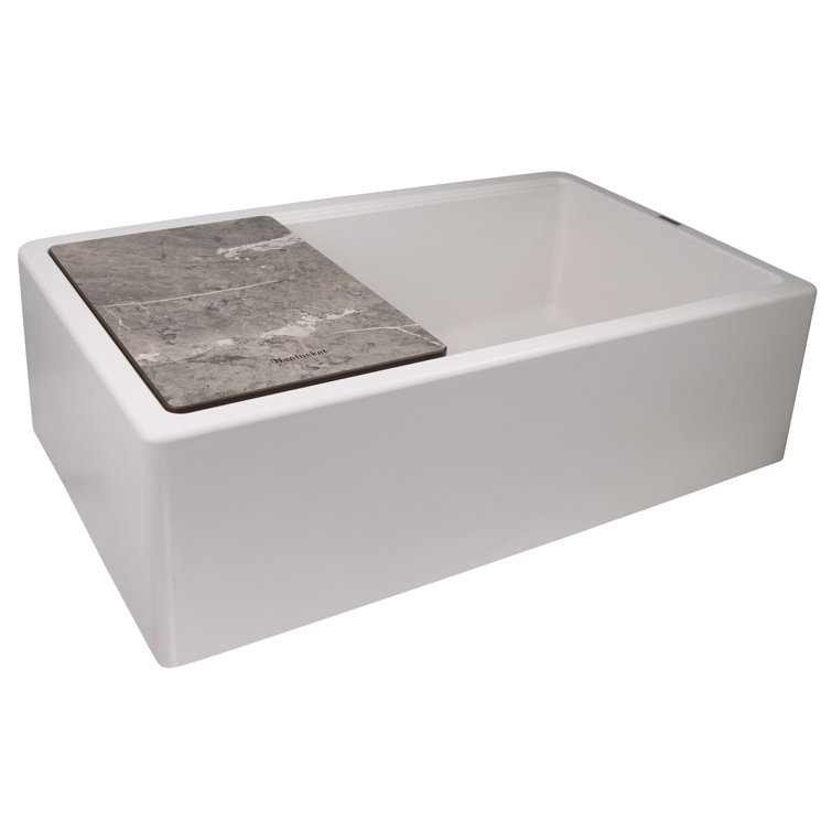 Plymouth White Granite Farmhouse Single Bowl Kitchen Sink