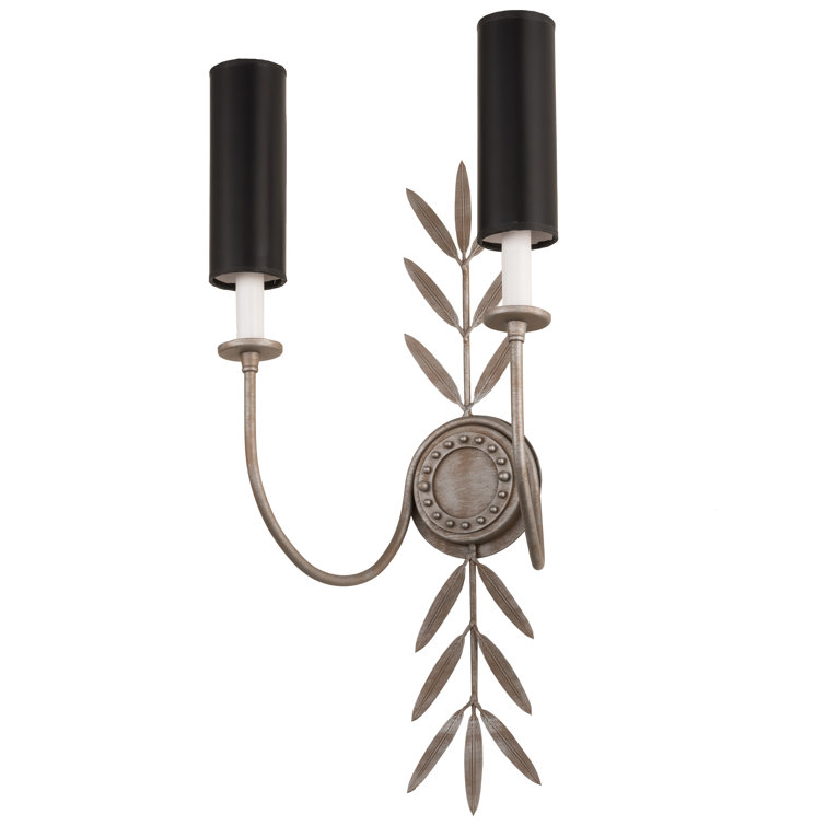 Black and Silver Glass Fabric 2-Light Wall Sconce