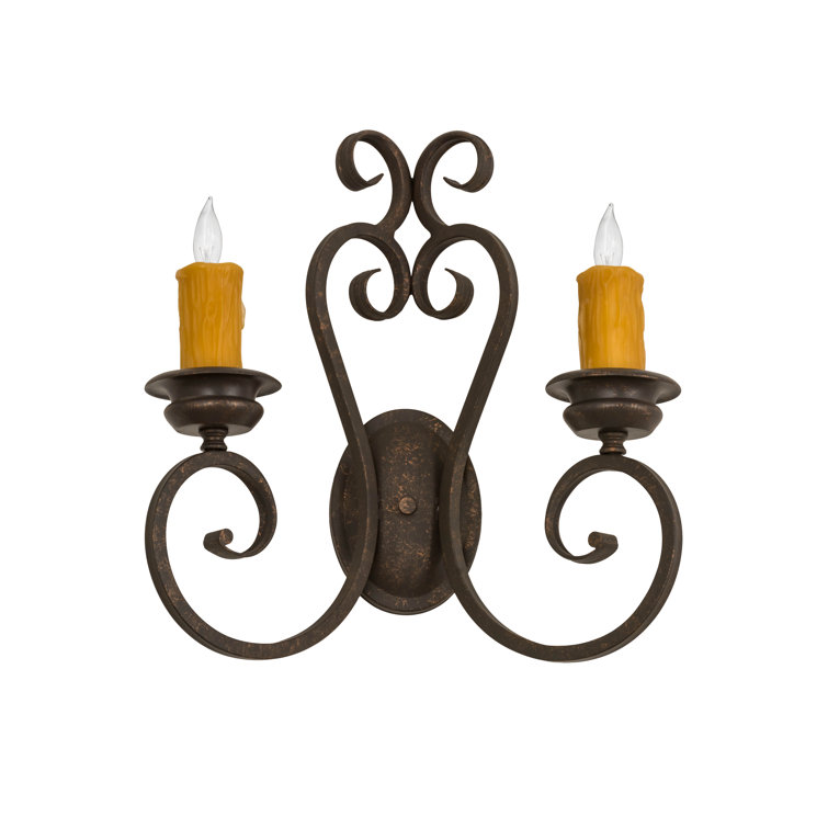 Fernando Brown Iron 2-Light Candle Wall Sconce