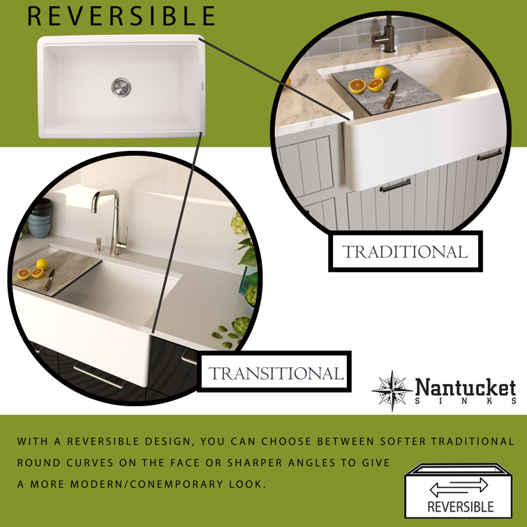 Plymouth White Granite Farmhouse Single Bowl Kitchen Sink