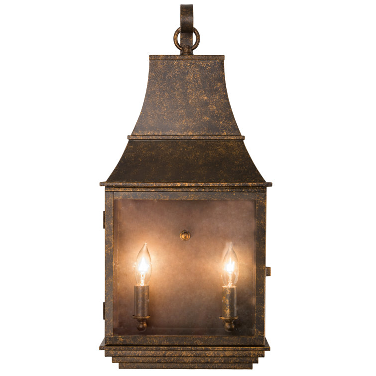 Bronze and Gold 2-Light Dimmable Wall Lantern