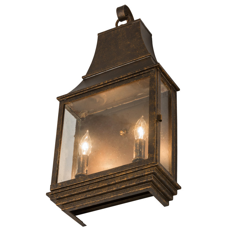 Bronze and Gold 2-Light Dimmable Wall Lantern