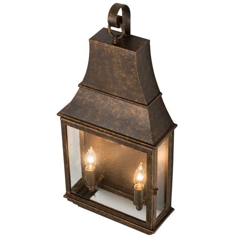 Bronze and Gold 2-Light Dimmable Wall Lantern