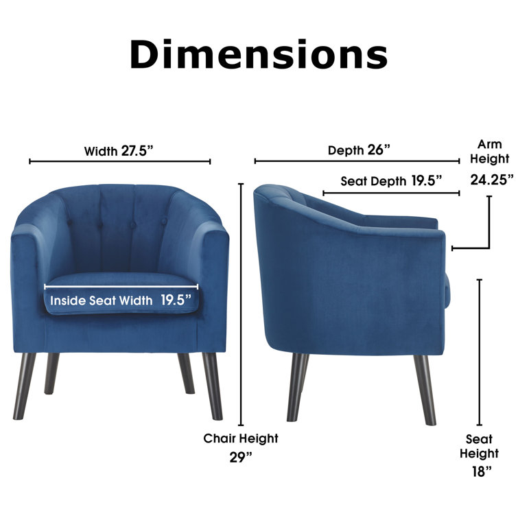 Ivey 28.5" Blue Velvet Barrel Accent Chair
