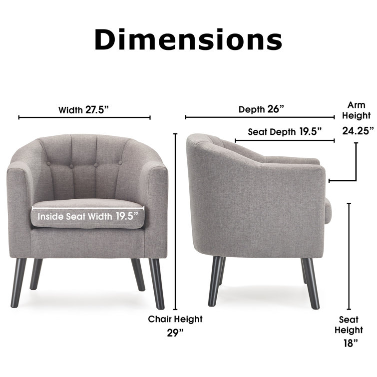 Gray Velvet Barrel Accent Chair with Wood Legs