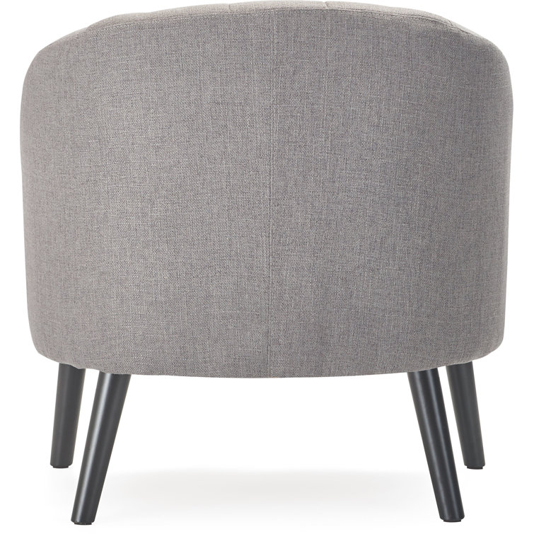 Gray Velvet Barrel Accent Chair with Wood Legs